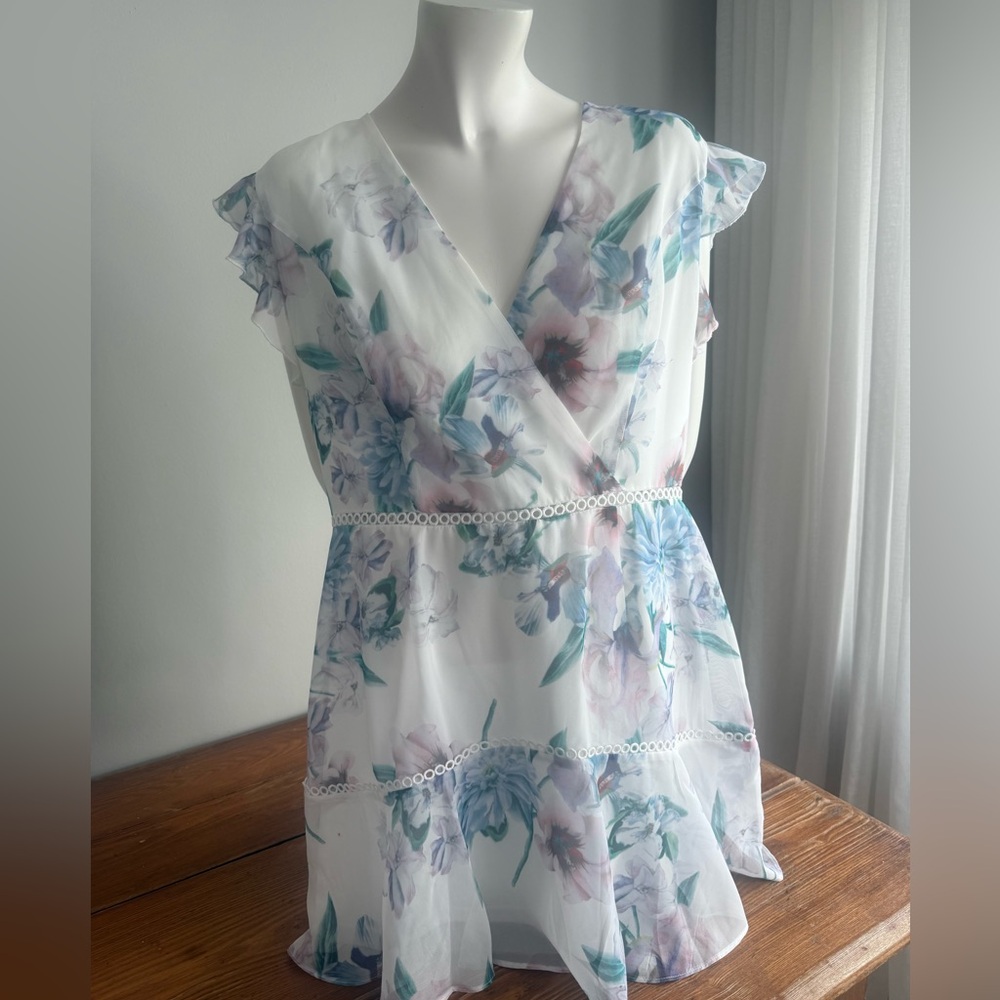 Lulu's White and Pastel Mini Dress